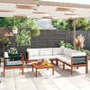 vidaXL 7 Piece Solid Acacia Wood Patio Lounge Set with Cream Cushions - Rustic Weather-Resistant Garden Furniture Set with Table, Sofas, Armchair. - 2 of 4