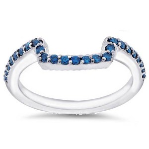 Pompeii3 1/4ct Blue Diamond Guard Ring 14K White Gold - Size 9.5 - 1 of 4