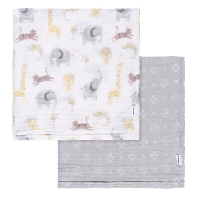 Gerber Baby Unisex Animal and Geo Muslin Blankets, 2-Pack