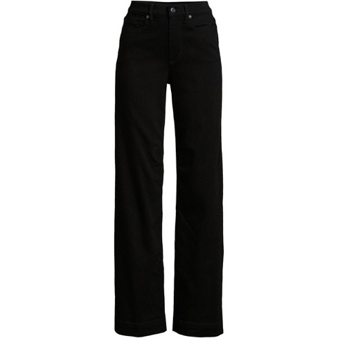 Lands' End Women's High Rise Wide Leg Denim Jeans - Black - 10 - Black ...