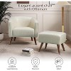 Accent Chair with Ottoman Modern Barrel Chair Footrest Mid Century Upholstered Armchair for Living Room Bedroom Office - 4 of 4