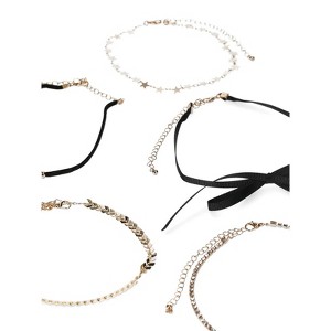 Black Bow and Gold Star Choker Set, 5 Pieces - 1 of 4