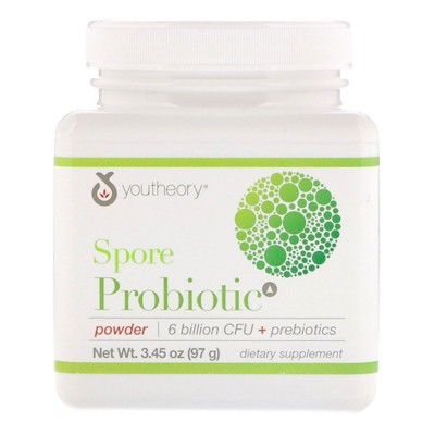 Youtheory Spore Probiotic Powder, 6 Billion CFU, 3.45 oz (97 g), Probiotics