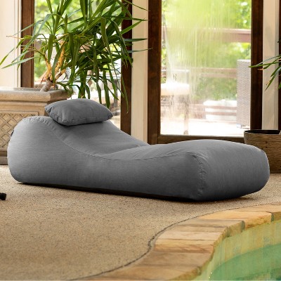 Slate Gray Outdoor Bean Bag Chaise Lounger with Cushions