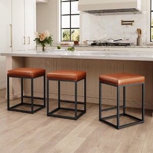 Captiva Designs 24 inch Counter Height Bar Stool with Faux Leather Cushion and Sturdy Metal Frame - 1 of 4