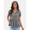 EXLURA Women's Summer Short Sleeve Peplum Babydoll Tops Cute V Neck T Shirts - 4 of 4