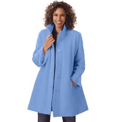 Woman Within Plus Size Fleece Swing Funnel-Neck Coat