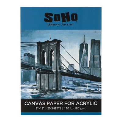 Soho Urban Artist 180 GSM Acrylic Canvas Paper Pad 9x12 in 20-Sheets, White