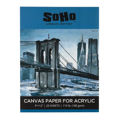 Soho Urban Artist 180 GSM Acrylic Canvas Paper Pad 9x12 in 20-Sheets, White