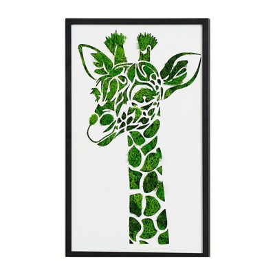 VisioGear Giraffe Metal Art Moss Wall Decor for Hallway Office Wall Decor, Multicolored, 22"*14"*1.58"