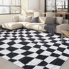 Washable Modern Checkered Area Rug | Stain Resistant Soft Geometric Throw Rug | Non-Slip Low Pile Accent Carpet for Living Room, Dining, Nursery - 3 of 4