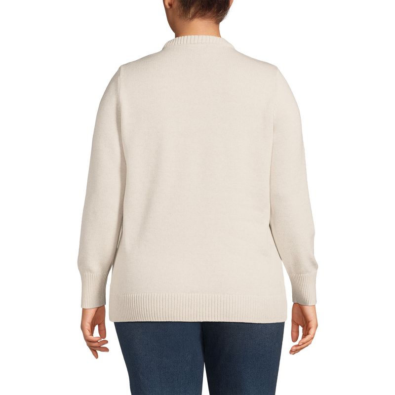 Lands' End Women's Cotton Drifter Crew Neck Sweater - Embroidered, 2 of 5