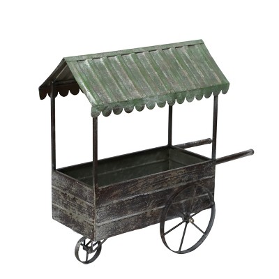 VIP Metal 17 in. Multicolor Flower Cart Planter