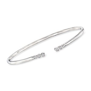 Pure Collection by Ross-Simons 0.10 ct. t.w. Bezel-Set Diamond Open-Space Cuff Bracelet in Sterling Silver - 1 of 4