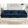 Extra Large 3-Seat Velvet Round Bolster Armrest Sofa with Waist Pillows, Throw Pillows and Cloud-Like Comfortable Seat - 3 of 4