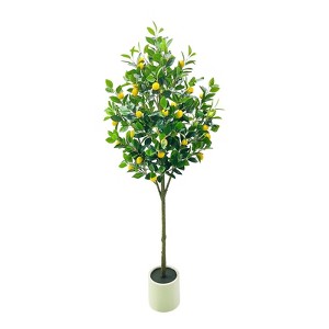 5 Ft Faux Potted Tree with Planter - Artificial Indoor Tree for Home, Office, Wedding & Christmas Decor - 1 of 4