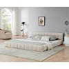 Queen Wood Bed with Upholstered Headboard, Soft Chenille Fabric Grounded King Size Platform Bed, Solid Wood Frame Bed-Baofuwish - 2 of 4