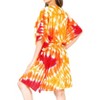 LA LEELA Women's House Daily Routine Evening Wear Vacation Holiday Casual Loungewear Oversize Caftan Knee Length Housecoat 2X-3X Red, Tie Dye Design - 2 of 4