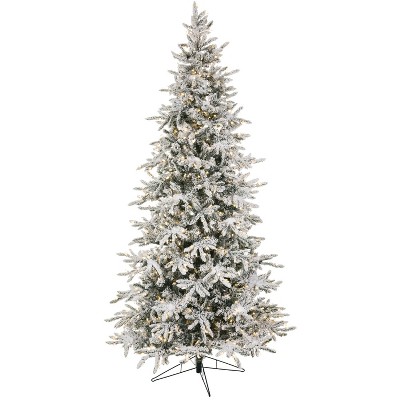 Sullivans Artificial 9 ft. Prelit Flocked Slim Balsam Tree, Green