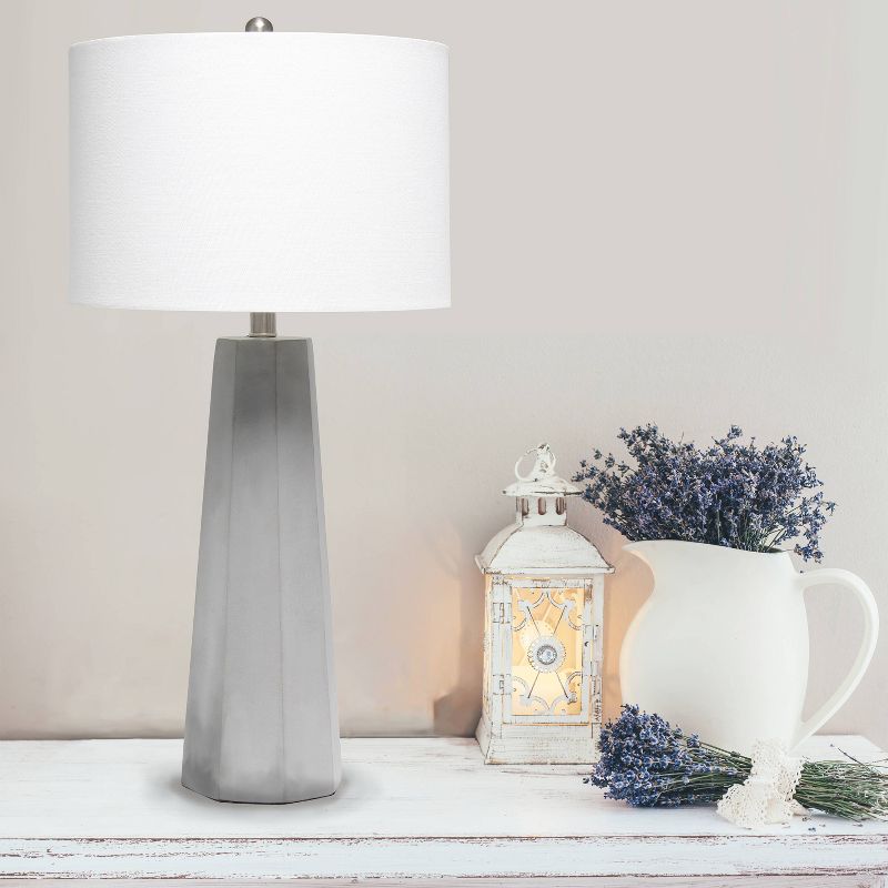 Concrete Pillar Table Lamp with Fabric Shade White - Lalia Home, 4 of 8
