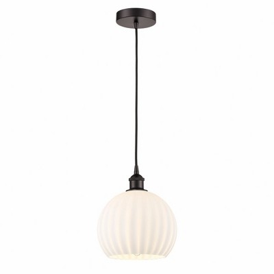 White Venetian - 1 Light Cord Hung Mini Pendant In Modern Style-11.75 Inches Tall and 10 Inches Wide