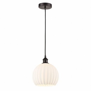 White Venetian - 1 Light Cord Hung Mini Pendant In Modern Style-11.75 Inches Tall and 10 Inches Wide - 1 of 1