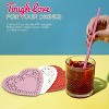 4E's Novelty 50 Pcs Pink Heart Shaped Straws & Doilies - Drinking Straws Individually Wrapped, Plastic Straws for Valentines - 4 of 4