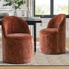 Set of 2 Upholstered Dining Chairs with Wheels, Chenille Barrel Style Rolling Chairs for Kitchen or Modern Dining Room-Maison Boucle - 2 of 4