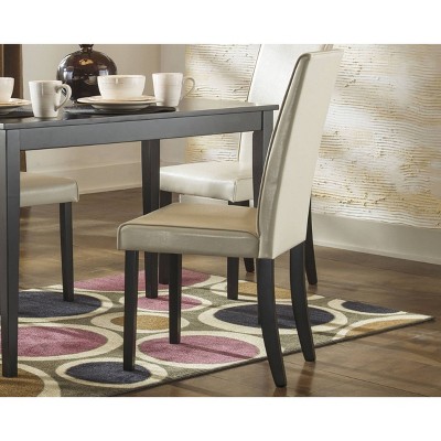 Ivory Faux Leather Upholstered Parsons Side Chair with Wood Legs