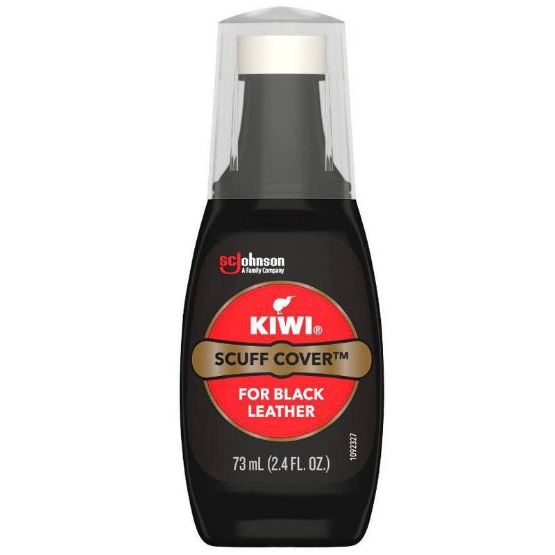 KIWI Scuff Cover Liquid Shoe Polish Black Bottle with Sponge Applicator - 2.4oz, 1 of 6