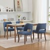 Set of 2 Fabric Upholstered Dining Chairs with Cushion and Curved Wood Legs, French Farmhouse Chairs for Kitchen or Dining Room-Koiai - 3 of 4