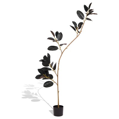 NicBex Muilt Sizes Artificial Tropical Bonsai with Double Pole Large Leaf Planter, Island Spring Flower Design, Lifelike Greenery, 1pc/Set