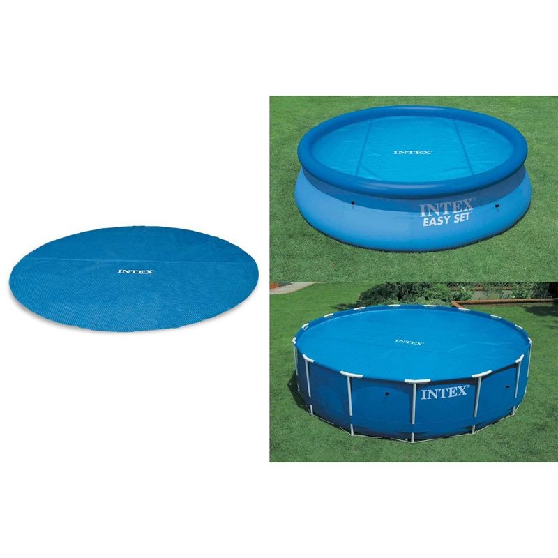 Intex 12' Swimming Pool Solar Cover Tarp & 12' Swimming Pool Debris Cover, 4 of 7