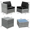 Tangkula 8-Piece Outdoor Wicker Rattan Conversation Sofa Set w/ Storage Table White/Black/Turquoise - 4 of 4