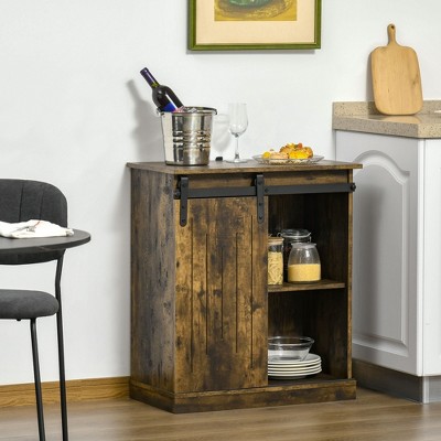 Okak Barn Door Style Buffet Cabinet with Storage for Living Room 34.5" Farmhouse Kitchen Sideboard Cabinet with Adjustable Shelf