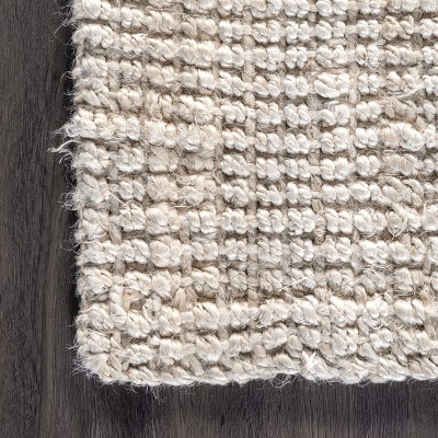 Coastal Charm Handwoven Jute 8' Square Area Rug in Off-White