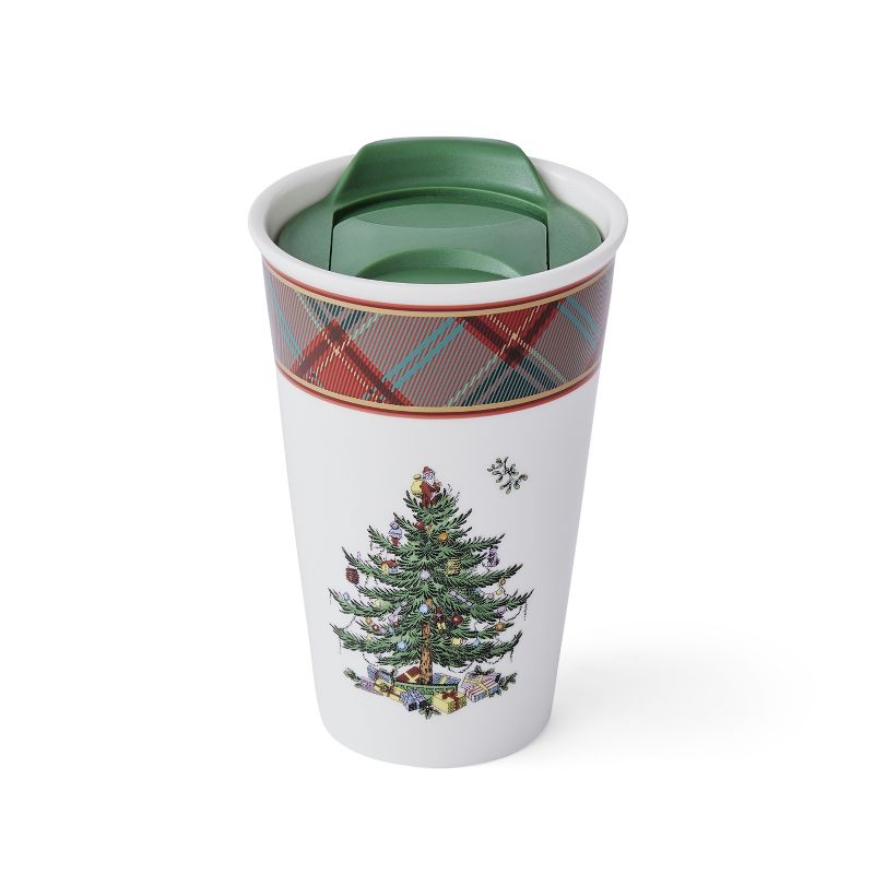 Spode Christmas Tree Tartan Travel Mug, 8 Ounce, 1 of 7