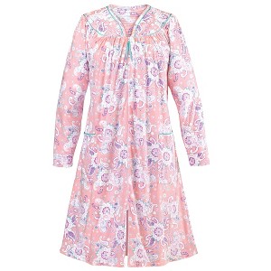 Collections Etc Zip Front Soft Paisley Robe - 1 of 4