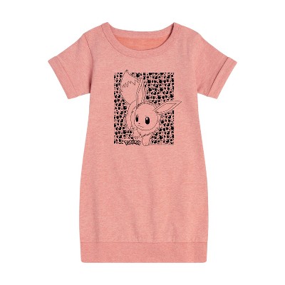 - Pokémon - Eevee Pattern Graphic Short Sleeve Fleece Dress