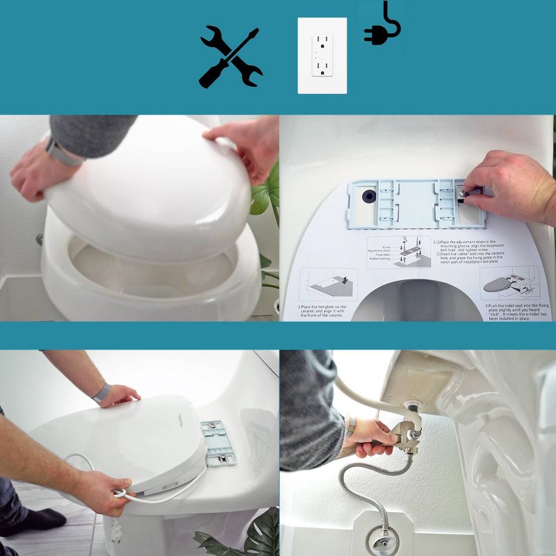 Electronic Smart Toilet Seat with Dryer Fits Elongated Toilets White - BidetMate, 4 of 12