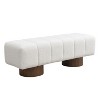 Homy Casa Upholstered Dining Bench with Boucle Fabric Seat and Wood Legs, Modern No-Assembly Entryway or Bedroom Bench, White - 2 of 4
