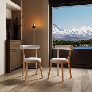 Set of 2 Modern Upholstered Dining Chairs, Rubberwood - 1 of 4