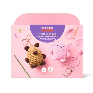 Mini Axolotl and Capybara Crochet Keychains Craft Activity Kit