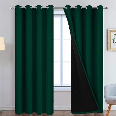 Yakamok Room Darkening Thermal Insulated Blackout Curtains for Bedroom (52Wx90L,Dark Green 2 Panels)