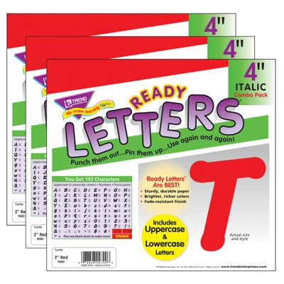 TREND Red 4" Italic Combo Ready Letters®, 193 Per Pack, 3 Packs