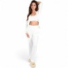 Anna-Kaci Lounge Women's Ribbed Knit Lounge Set with Open Front Cardigan, Bralette, and Wide-Leg Pants- Black,Small - 4 of 4