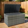 XINGHANZHENXUAN Gray Outdoor Storage Box, 200 Gallon Wicker Patio Deck Boxes with Lid, Outdoor Cushion Storage for Towel - 3 of 4