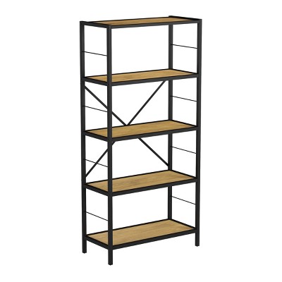 Hastings Home 5-Tier Open Style Bookshelf, Oak