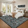 Acekool Washable Area Rug, Non-Slip Floral Botanical Carpet, Soft Low Pile Throw Rug for Living Room Bedroom Kitchen, Stain Resistant - 3 of 4
