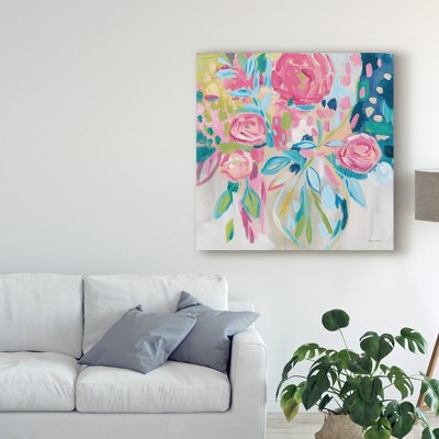 18'' x 18'' Pink and Blue Floral Canvas Art